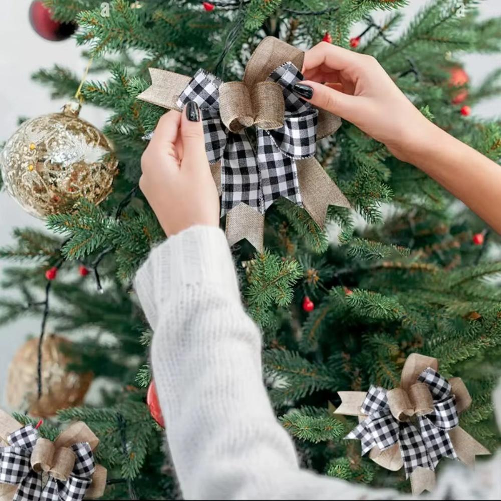 3pcs Rustic Jute Bows Burlap Wreaths Bows Christmas Tree Topper for Wedding Holiday Birthday Party Decoration