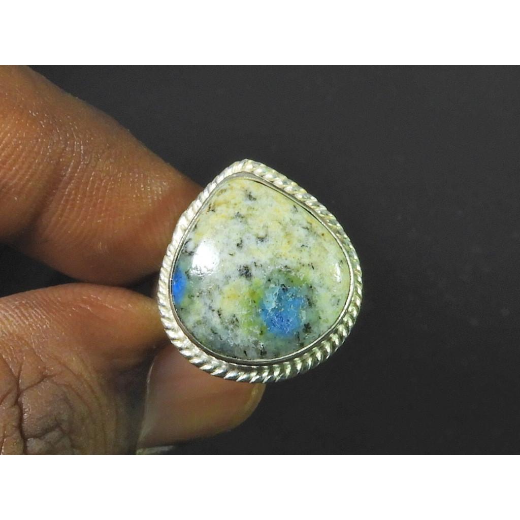 Natural K2 Jasper Solid 925 Sterling Silver Handmade Pear Ring Size US-09 MK-42
