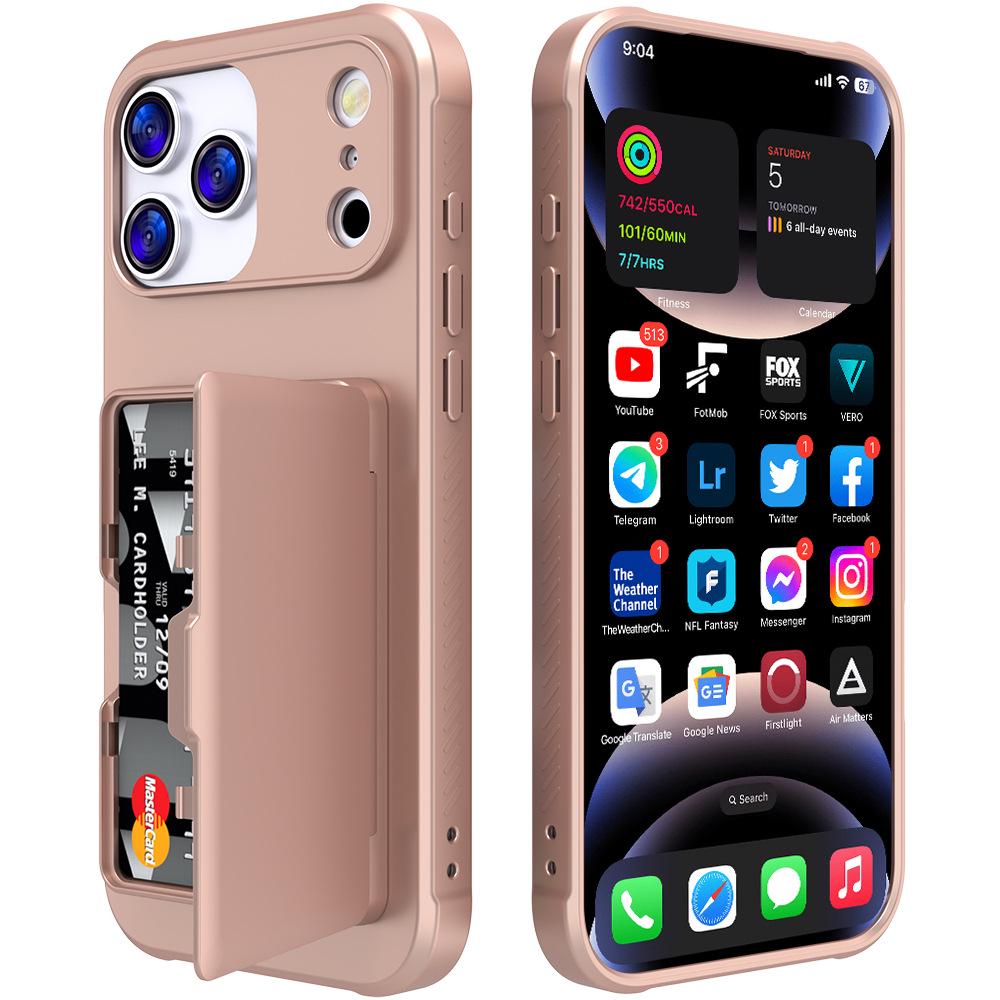 Apple 17 Pro Max Anti-Drop Mirror Stand Case with Side-Opening Card Holder