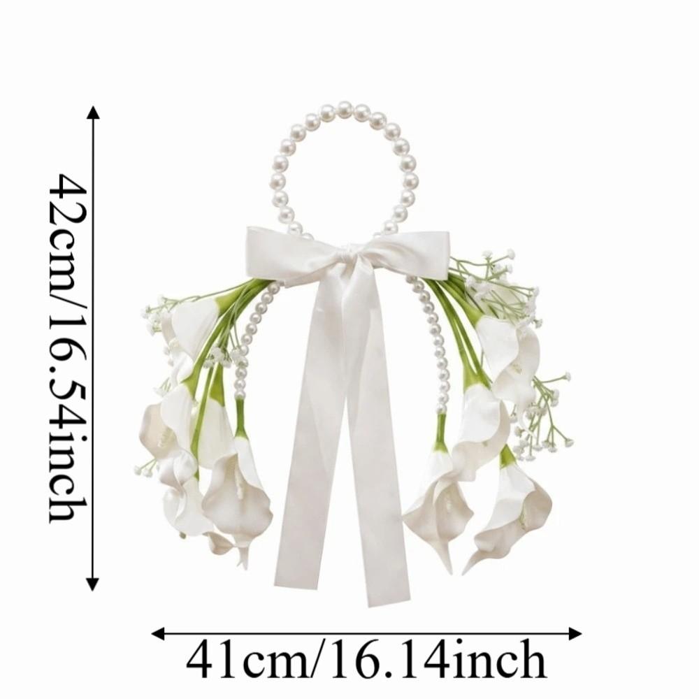 Weiße Blüten Hochzeitsblumen Perlenhenkel Oberer Griff Strauß Brautstrauß Hochzeitskoordinator
