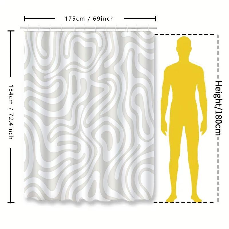 Elegant Minimalistisch Spiraalontwerp Waterdichte Douchegordijnstof Voor Badkamer Afscheiding Wit Beige Woondecoratie Oplossing