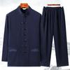 Conjunto de Ropa Tradicional China para Hombre Camisa Kung Fu con Hebilla Top Retro Oriental Pantalones Uniformes Transpirables de Tai Chi Hanfu