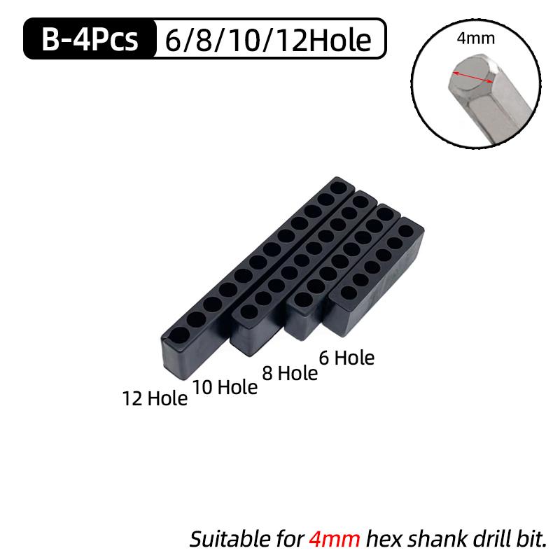 

Набор из 5 шт./10 шт., 6/10/8/12/15 отверстий, держатель для отверток с шестигранным хвостовиком, пластиковая головка отвертки, подставка для хранения сверл для силовых аксессуаров