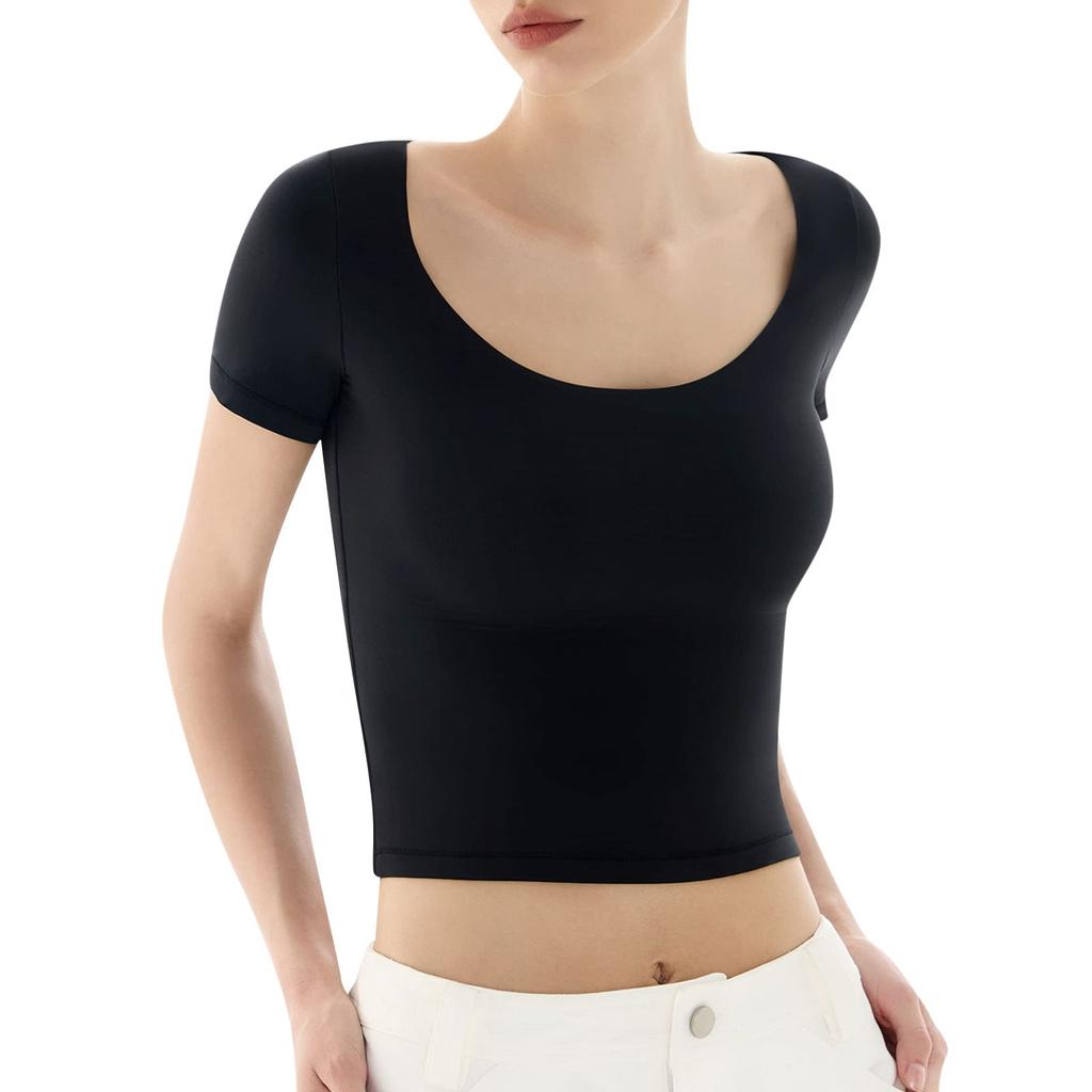 Dámské letní tričko s krátkým rukávem, kulatým výstřihem, sexy slim fit