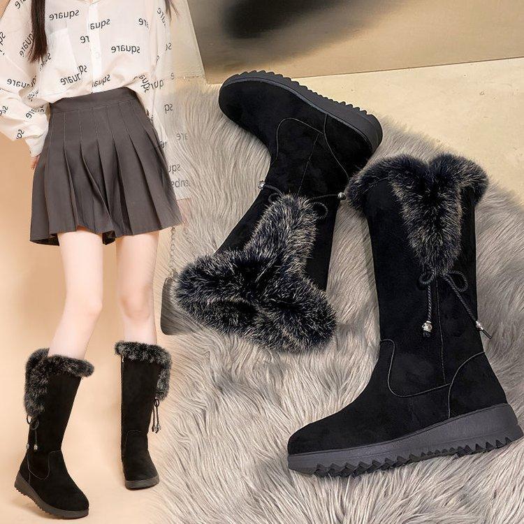 Tall Snow Boots New Year's New Suede Thick-soled Non-slip Medium Boots Warm Velvet Cotton Shoes