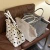 Polka Dot Print Canvas Tote Bag Check Print Canvas Material Polka Dot Bag Large Capacity Stripes Print Large Capacity Tote
