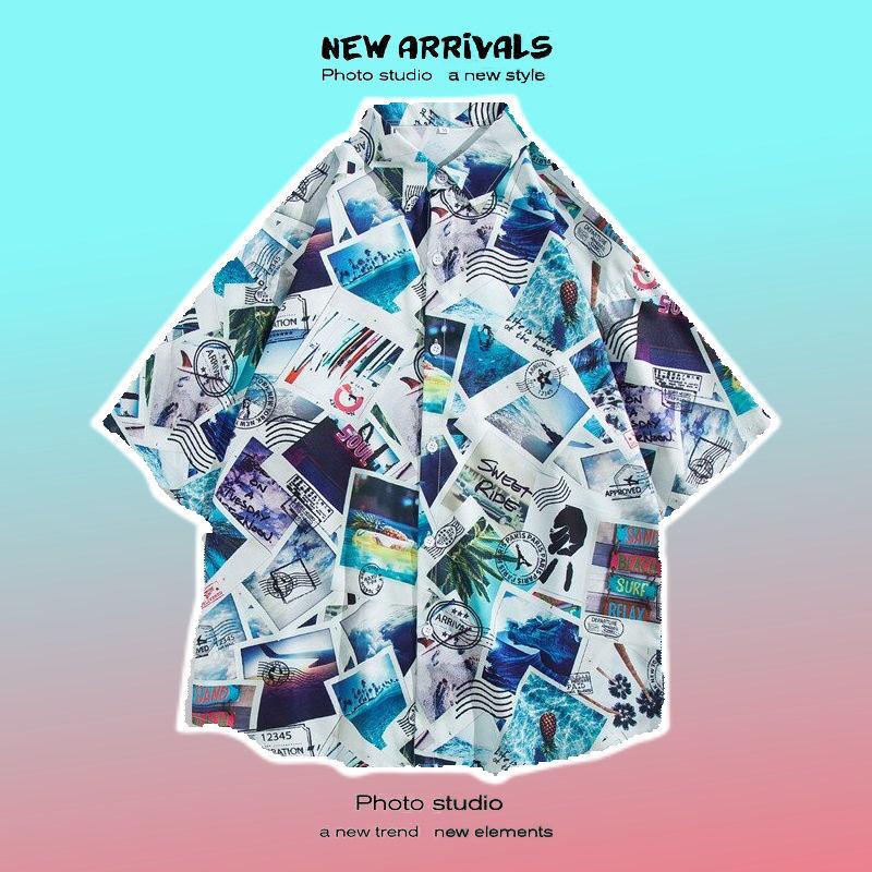 

Летние дышащие модные принты, модные крутые модные гавайские рубашки, топы для пляжной вечеринки, мужские рубашки с короткими рукавами и цветочным принтом 3XL белый/синий