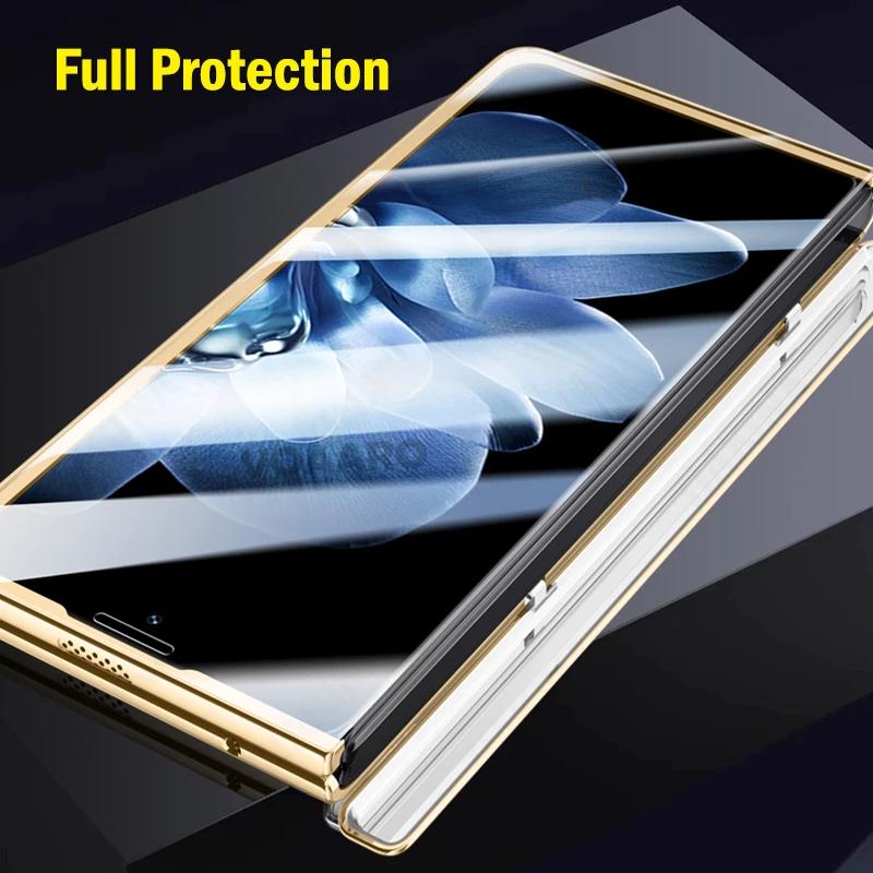 Foldable Stand Leather Funda for Xiaomi Mix Fold 4 Plating Hinge Case for Xiaomi Mix Fold 4 Case with Front Screen Glass Film