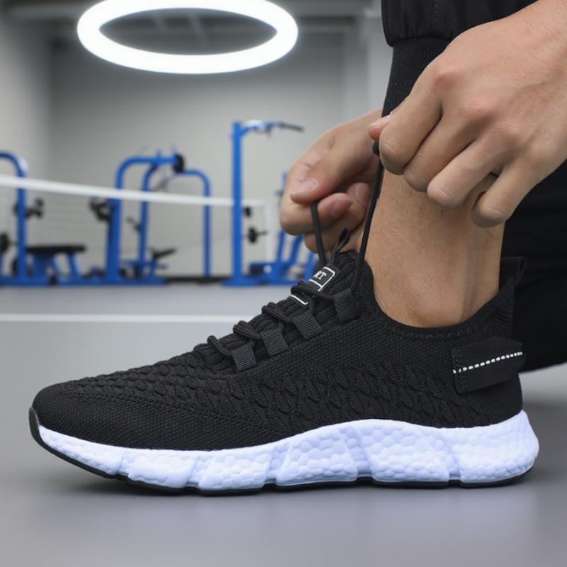 New Men'S Running Shoes Soft Soles Lightweight Innovative Design Sneakers Monochrome Mesh Breathable Fitness Leisure Men'S Shoes