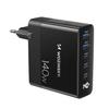 100240V GaN 140W 3x USBC 2x USBA Black Wall Charger