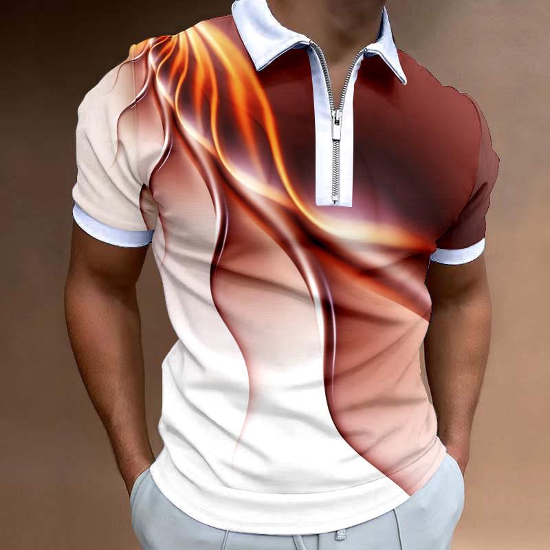 Men's Fashion Striped Zipper Polo Shirt – Short Sleeve Casual Top