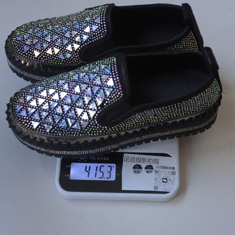 Fashion Low-top and Thin Foot Casual Single Shoes Women's Large Size Thick-soled One-pedal Rhinestone Single Shoes