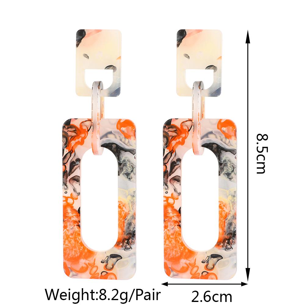 Rectangle Acrylic Hollow Statement Dangle Earrings for Women Girl Vintage Jewelry Ear Accessories