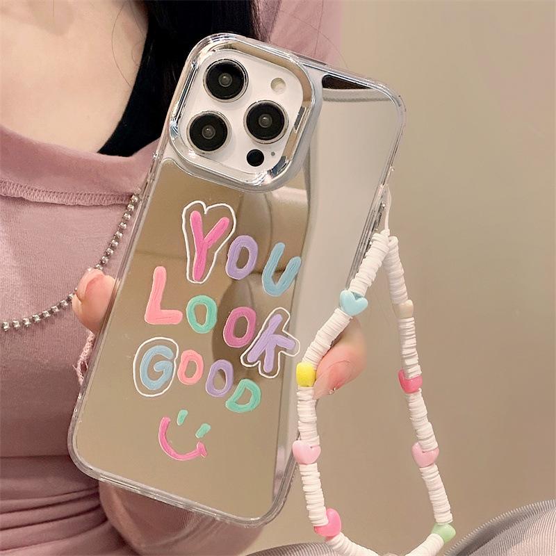 

Зеркальный чехол Zhitai 3-в-1 для iPhone 12/13/14/15 Pro/16 Pro Max с цепочкой для мобильного телефона iPhone 12/12 Pro