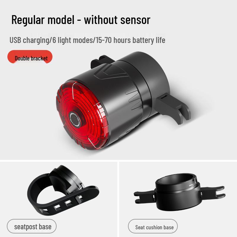 

Умный задний фонарь с функцией тормоза для велосипедов - Зарядка Type-C, Долгое время работы от аккумулятора, Предупреждение о торможении с датчиком вибрации