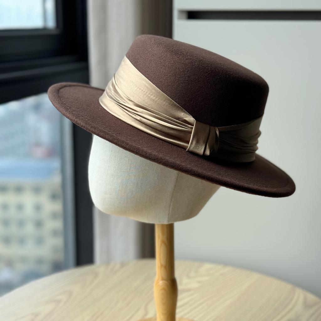 Ny Fransk Elegant Rosett Hatt Dam Vinter Brittisk Retro Ullfilt Hatt Trendig och Mångsidig Ull Jazzhatt