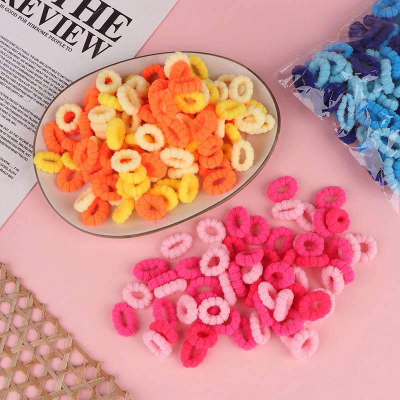 100/500Pcs Hair Accessories Girls Colorful Elastic Hair Bands Ponytail Hold Hair Tie Rubber Bands Scrunchie