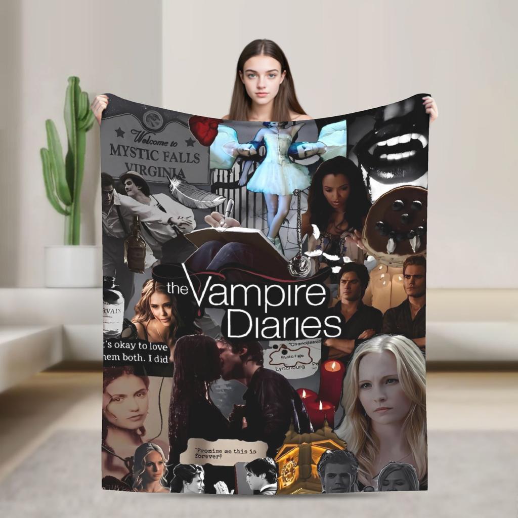 The Vampire Diaries Damon Salvatore TV Series Blanket Picnic Flannel Throw Blanket For Home Decor Soft Quality Bedspread Gift