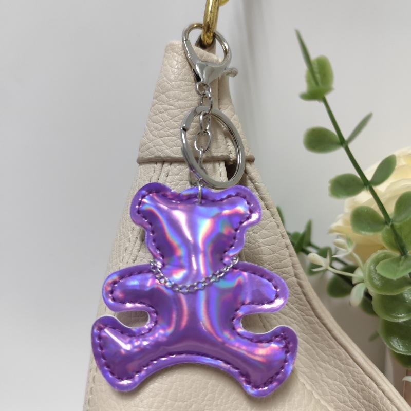 

Little Bear Bag Pendant: Cute Cartoon Doll Keychain & Leather Car Keyring Ornament фиолетовый