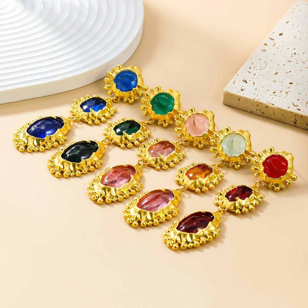 Brincos geométricos de resina de metal da moda para mulheres, brincos pendurados exagerados e minimalistas, acessórios de joias para banquetes