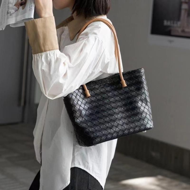 Geantă de umăr din piele naturală țesută, de mare capacitate, geantă tote simplă la modă, geantă de sub braț, geantă casual pentru femei