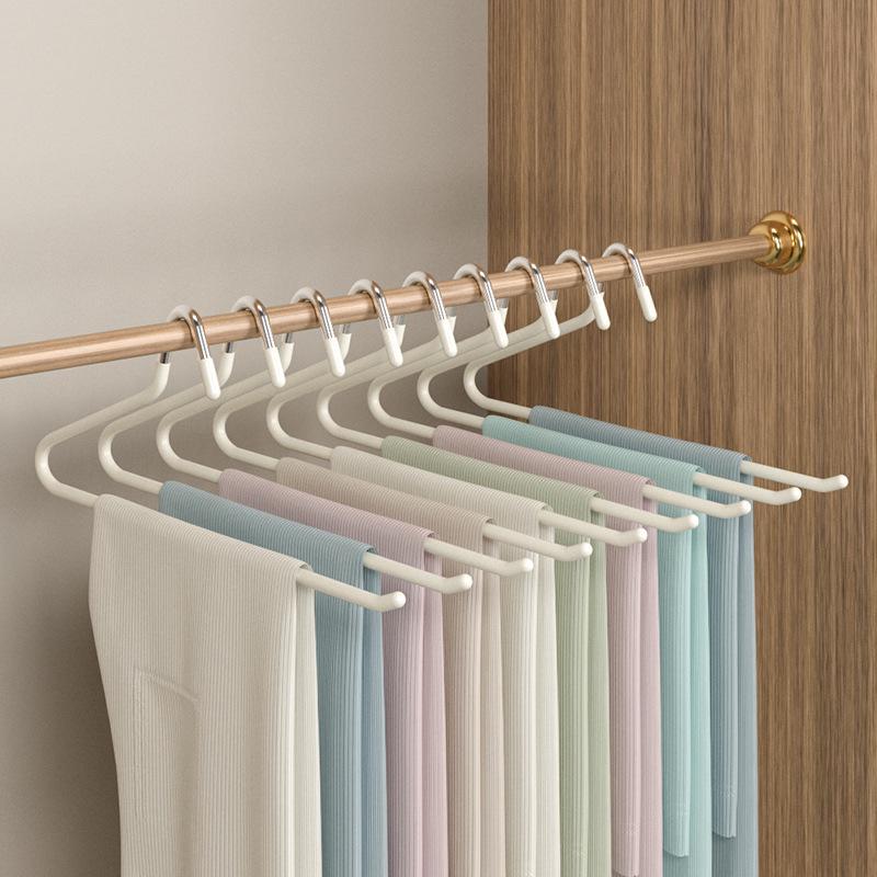 Goose-Shaped Non-Slip Trouser Rack: Traceless, Plastic-Coated Pant and Clothes Hanger with Clips for Organized Home Storage.