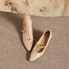 Krazing Pot Genuine Leather Round Toe Thin Heels Summer Shoes Solid Big Size 42 Shallow Decoration buckle Women Shallow Pumps