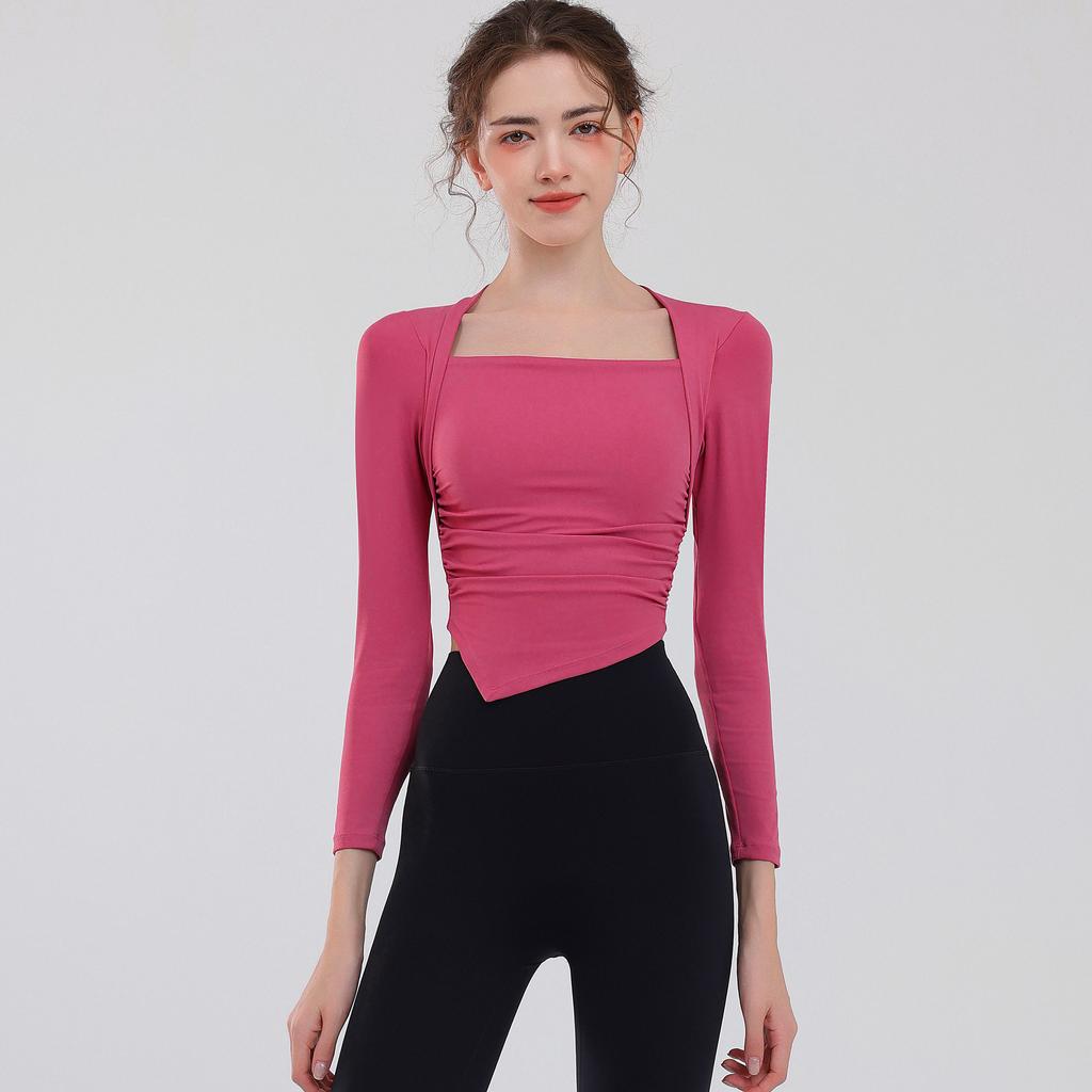 New Quick-dry Long-sleeved Top With High Elasticity, Nude-like Feel, Back Hollow-out, Slim-fitting, Sports Fitness Wear For Women