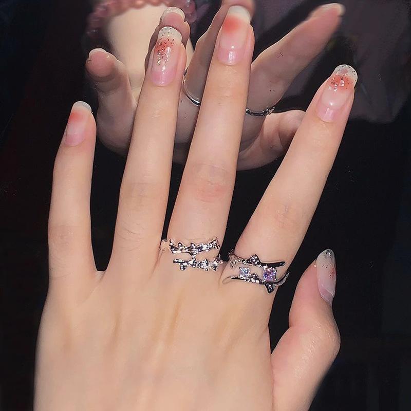 Niche Design Sense High Sense Pink Zir*****Pen Ring Women'S Fashion Personalized Suit