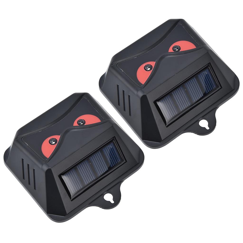 2pcs Animal Repeller Red LED Strobe Lights Waterproof Design Solar Automatic Charging ABS Housing
