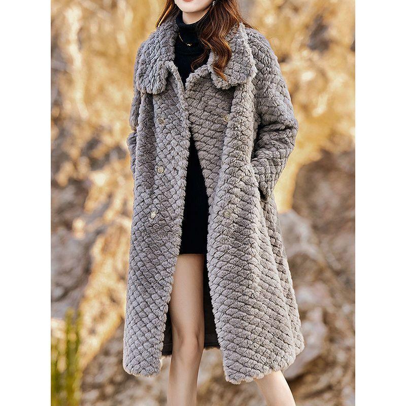 Autumn and winter new imitation fur coat women's medium and long plush loose thickened furry simple Internet celebrity coat