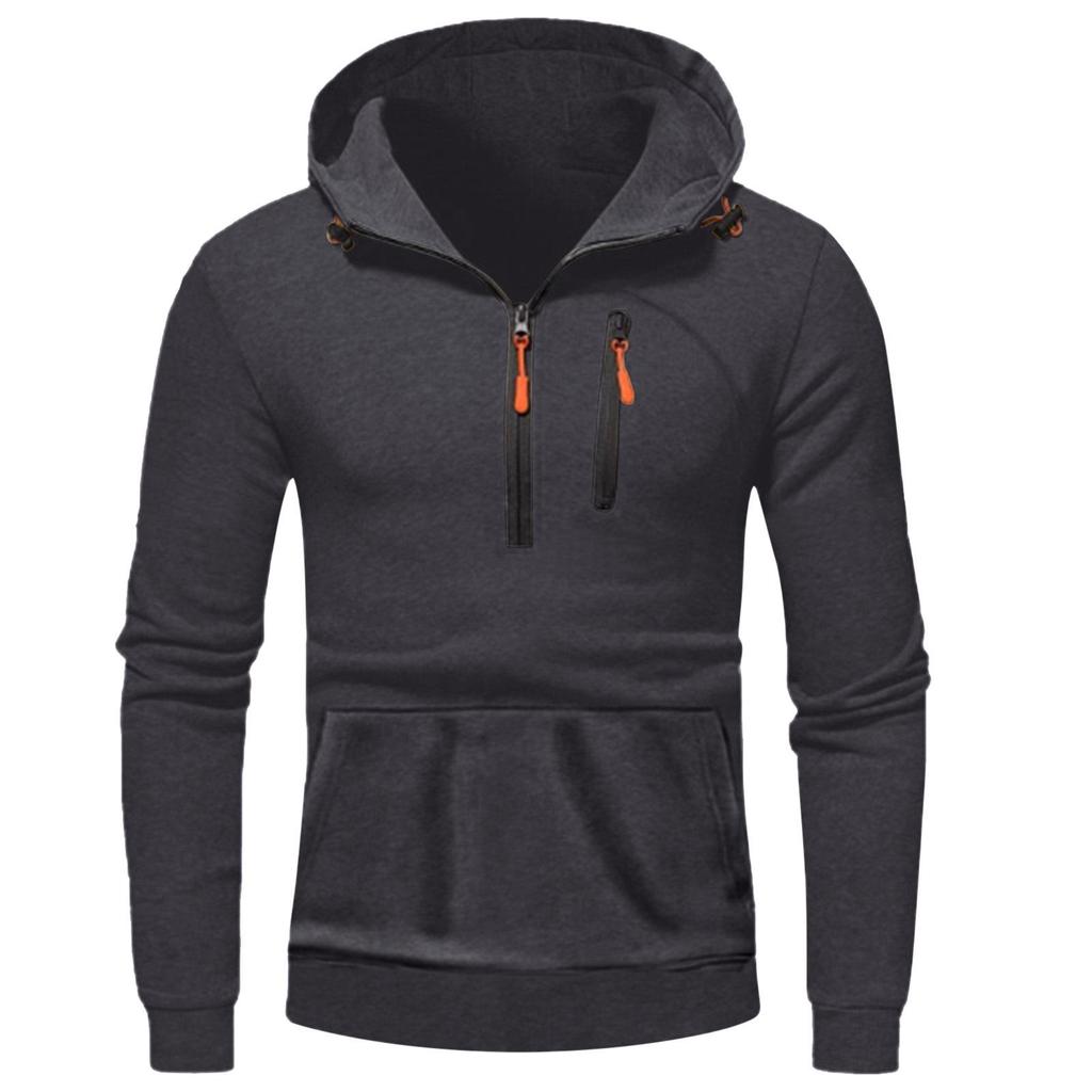 2025 Men's Casual Hooded Pullover Zipper Long Sleeve Sports Sweatshirt for Spring and Autumn