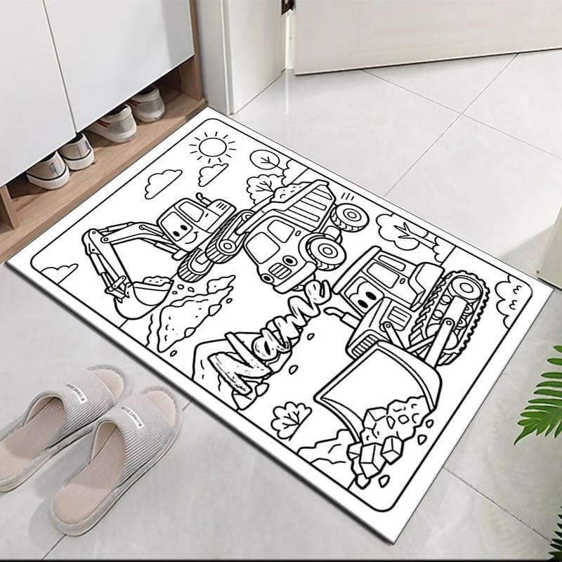 Custom Name Excavator Printed Carpet, for Office Chair Living Room Bedroom Kitchen Room Decor Gifts.