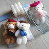 Teddy Bear Knit Hat Beret Bag Doll Keychain