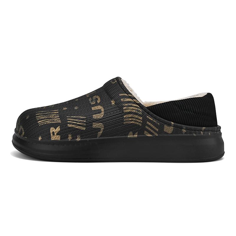 

Мужская повседневная обувь для дома, толстая подошва, гибкая, слипоны, зимняя, для улицы, износостойкая, нескользящая, сохраняющая тепло, трендовая модель плюс вельвет 44-45 чёрный