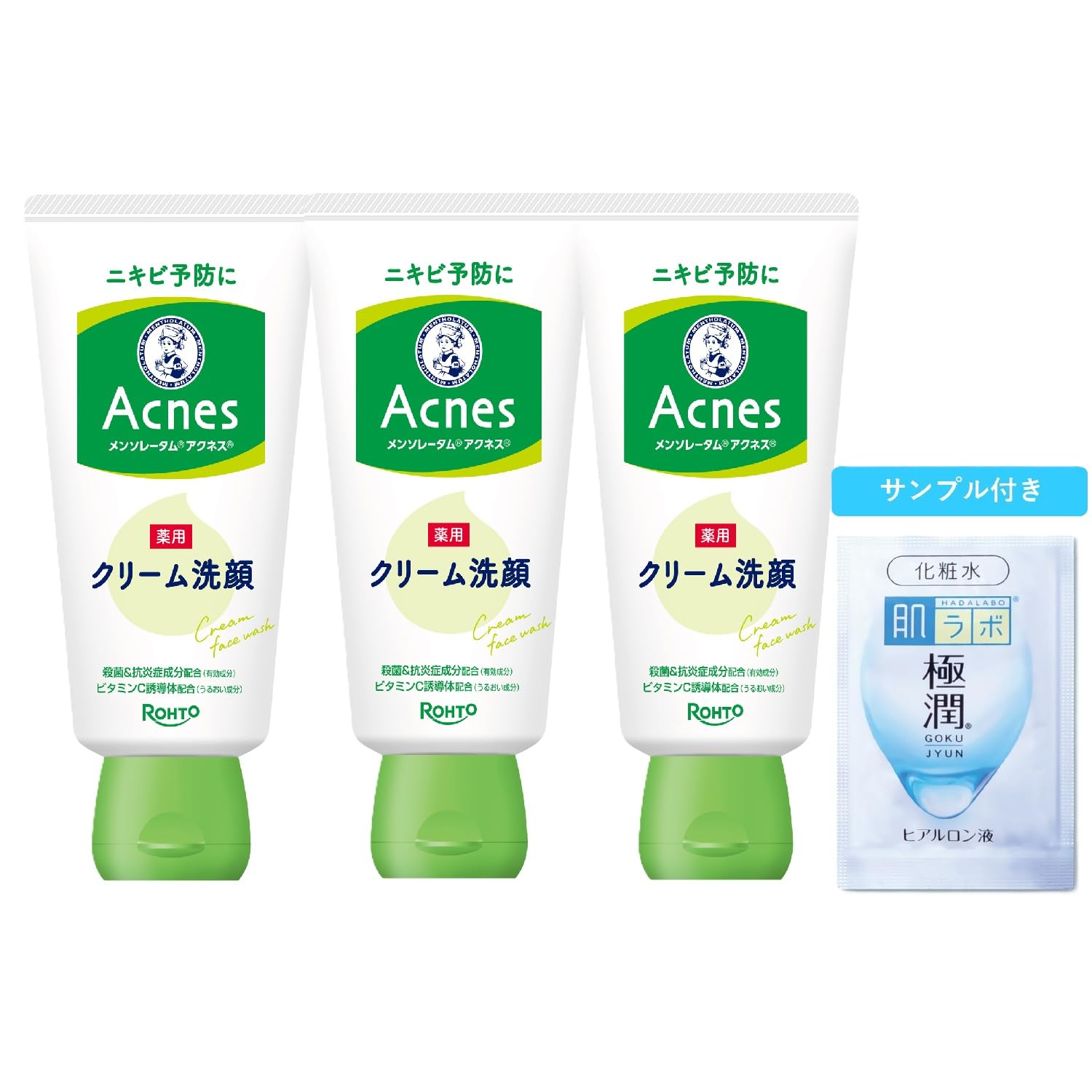 Mentholatum Acnes Medicated Cream Cleanser with Gokujun Sachet 3-Pack