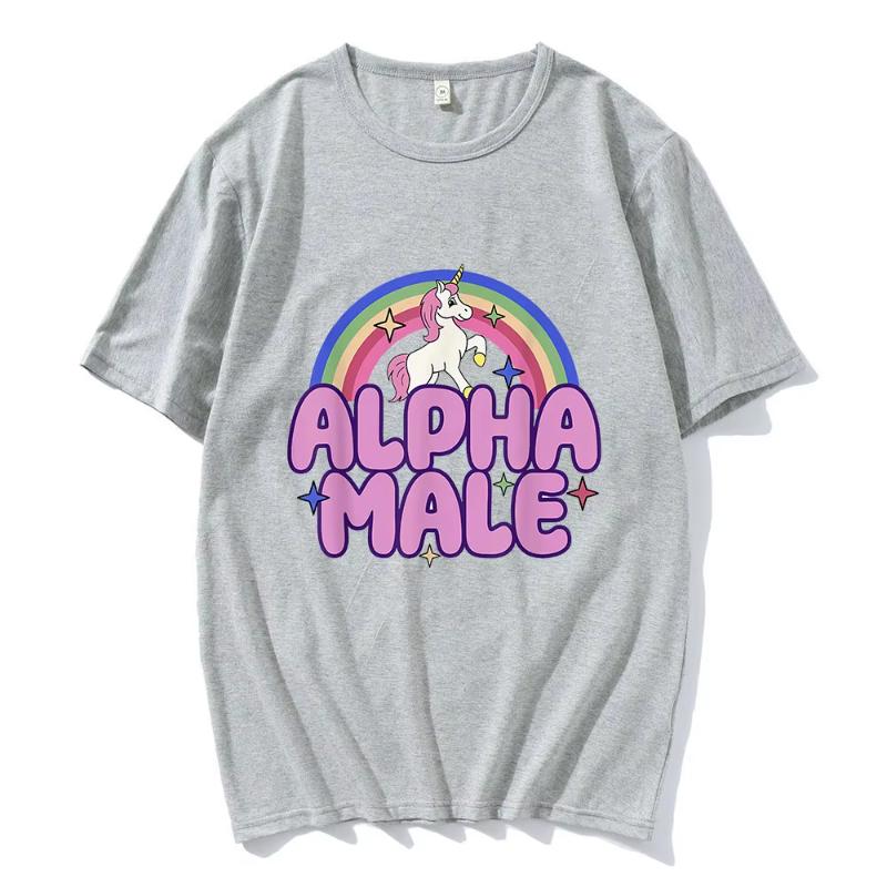 

Alpha Unisex Unicorn Rainbow Funny Graphic Tshirt Unisexs Women Fashion Short Sleeve Tshirts Cotton Casual Oversized T Shirts 4XL