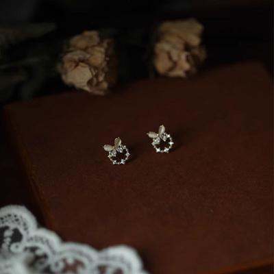 Exquisite and Compact Temperament Shiny Cat's Eye Stone Butterfly Circle Earrings Earrings for Women Gentle Style