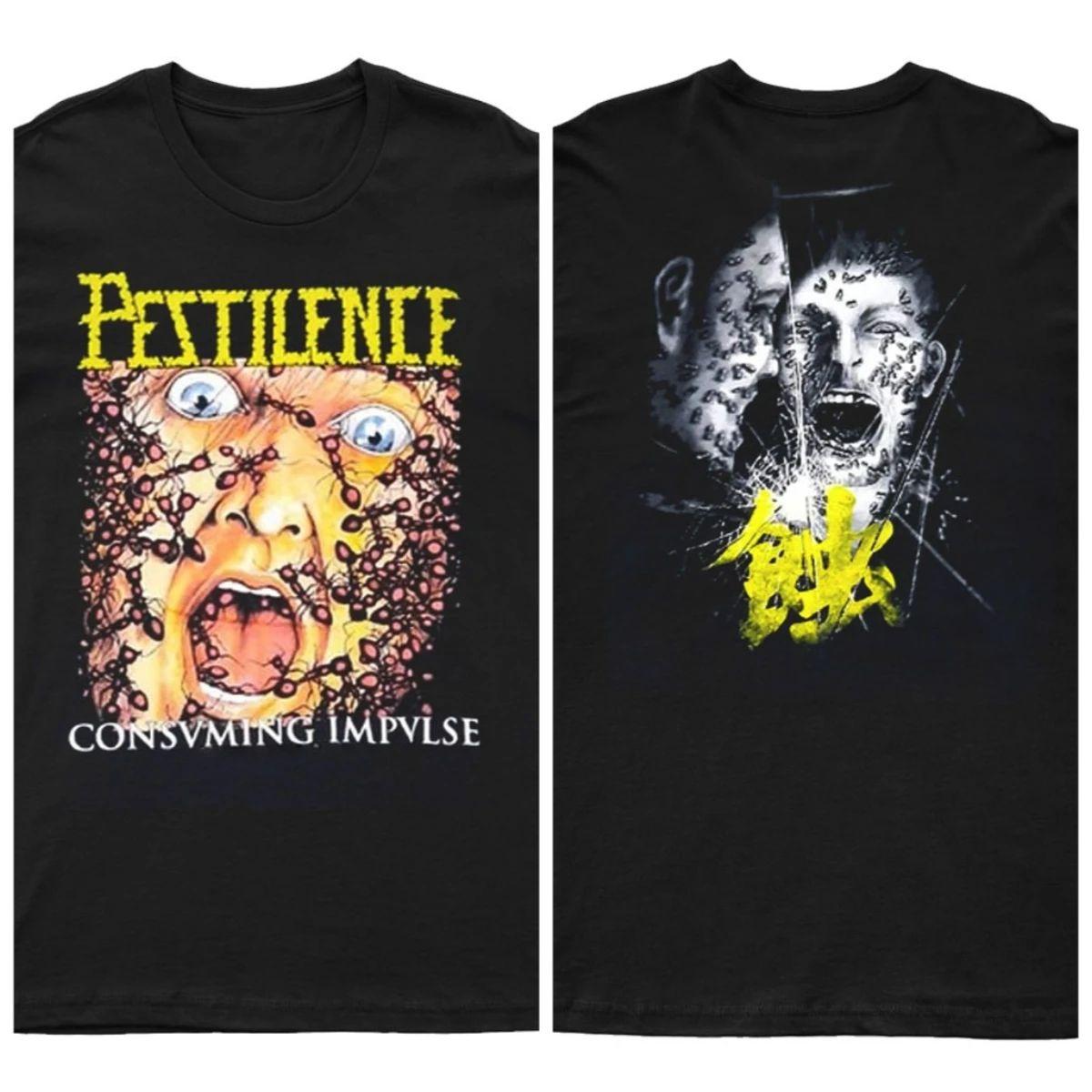 

New PESTILENCE - CONSUMING IMPULSE CHINA VERSION Printed Unisex Street Fashion Trend Short Sleeved Print Cotton T Shirts Unisex 4XL