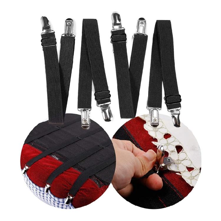 4pc Bed Sheet Fasteners Clips Gripper Organizers Suspender Covers Cord Clasps
