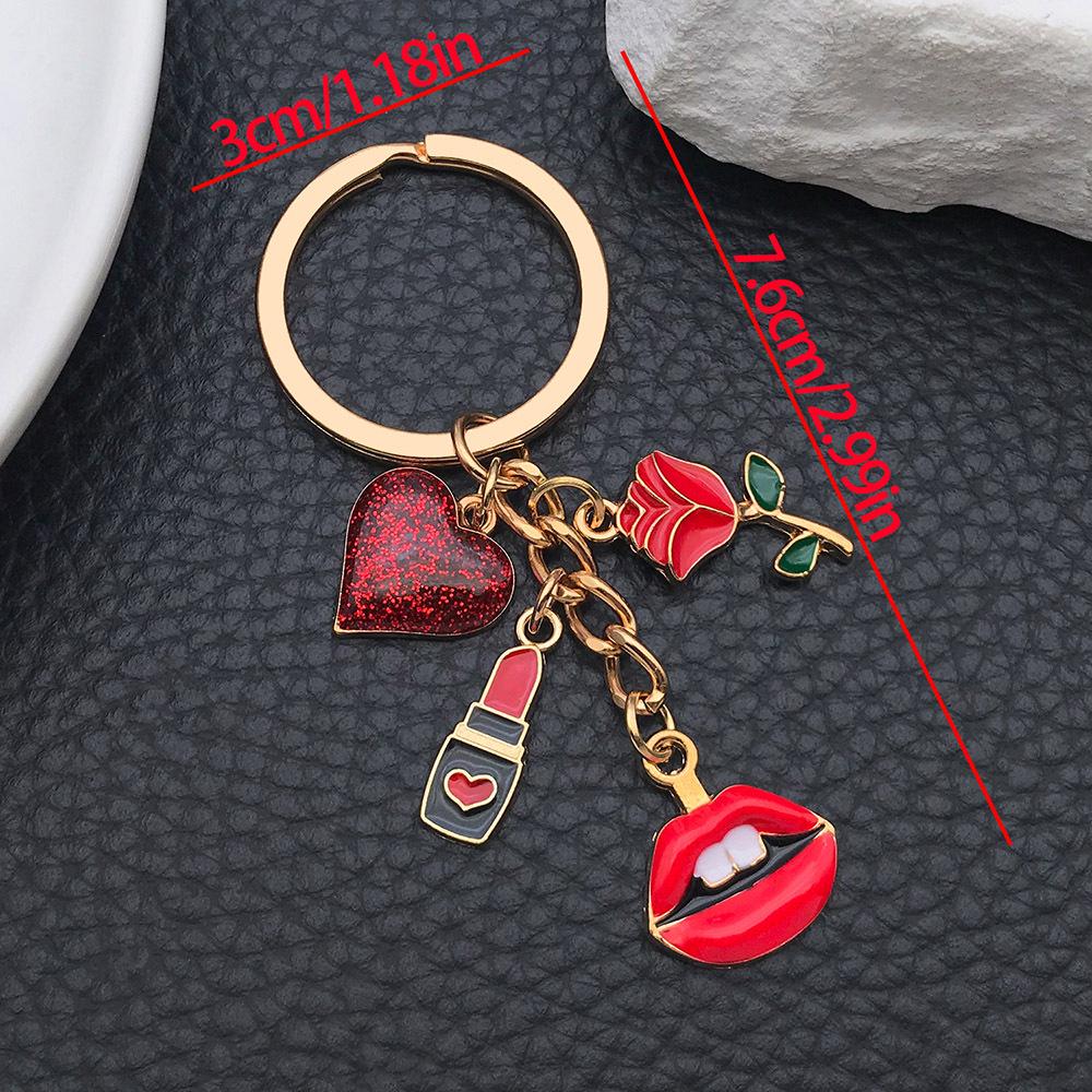 Drip Oil Black KC Gold Ladies Handbag Flower Crown Heart Lock Keychain Charm Gift