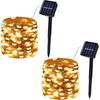 Solar String Lights 2-Pack Each 33FT 100-LEDs Solar Powered Fairy Lights Waterproof Copper Wire 8-Lighting Modes for Garden Patio Trees Yard