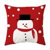 Federa Cuscino a Tema Natalizio Fondo Rosso Lino Corto Peluche Stampato Federa Cuscino Regalo Festivo
