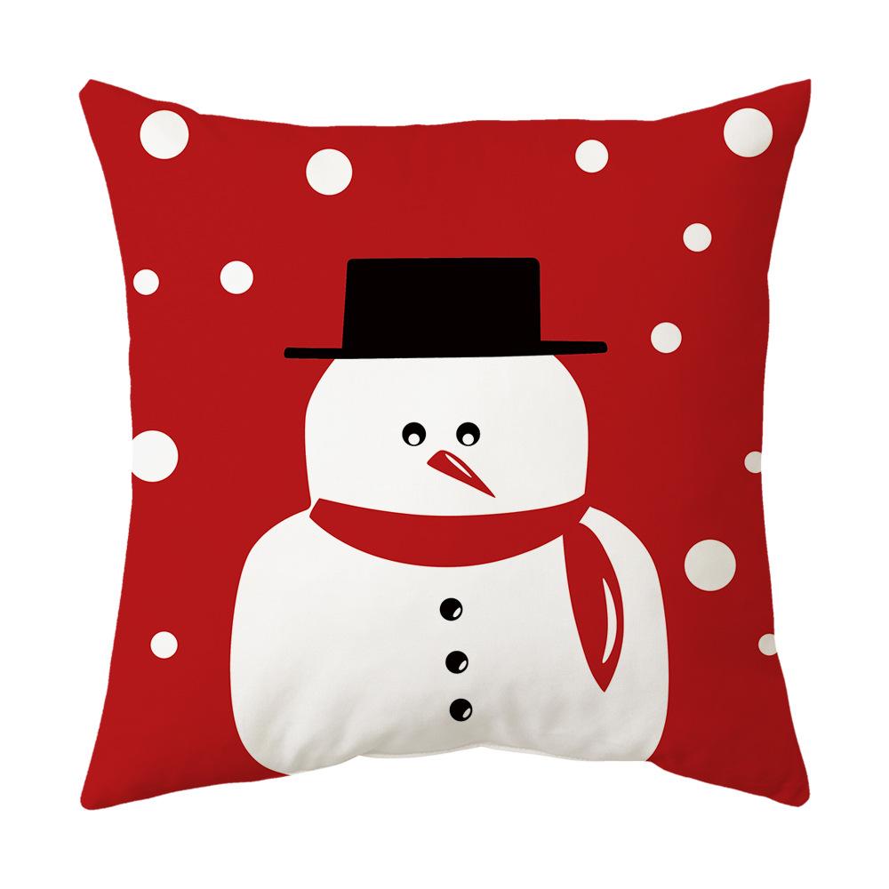 Federa Cuscino a Tema Natalizio Fondo Rosso Lino Corto Peluche Stampato Federa Cuscino Regalo Festivo