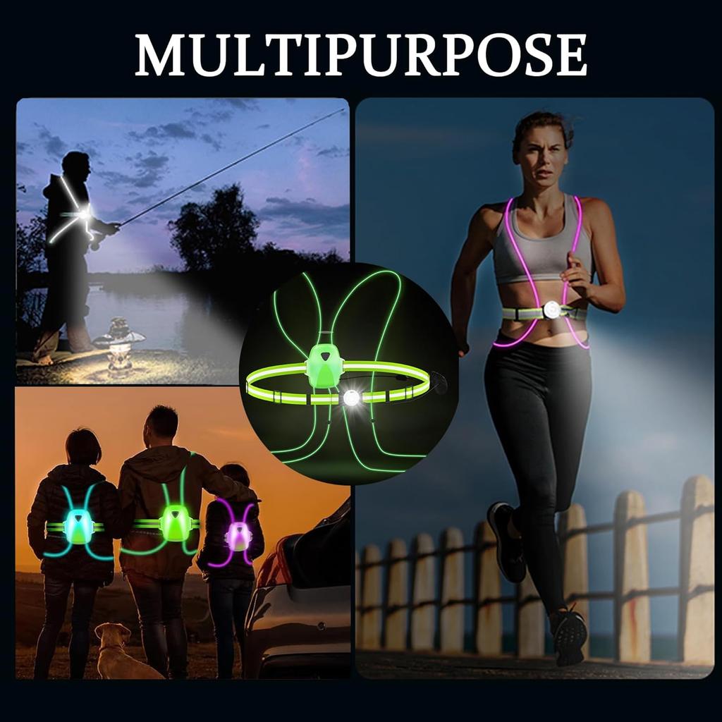 Led Reflective Running Vest Light, Running Vest for Men/Women Runner, Cycling, Walking, Reflective Running Gear with Front Light