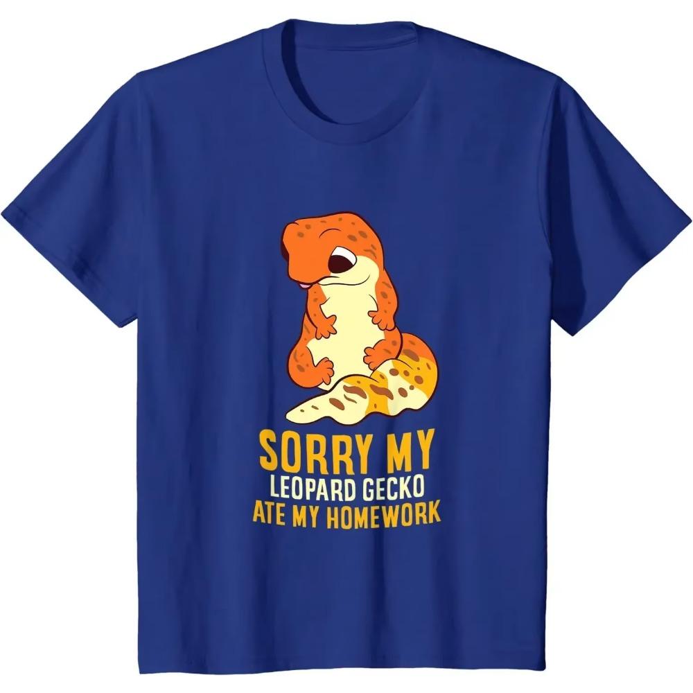 Leopard Gecko Kids Men Women T Shirt School My Leopard Gecko Ate My Homework T-Shirt Cotton Daily Four Seasons Tees