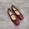 Fashion Flat Shoes for Women 2025 Spring and Autumn New Mary Jane Square Toe Women's Red Plus Size Women's Shoes 41-43 Zapatillas Mujer