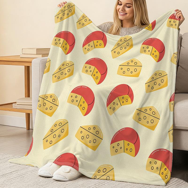 Cheese Series Soft Flannel Blanket - Single Bedroom Use, Skin-friendly Short Plush, Warm, No Shedding, Cozy Relax for Halloween Christmas Home