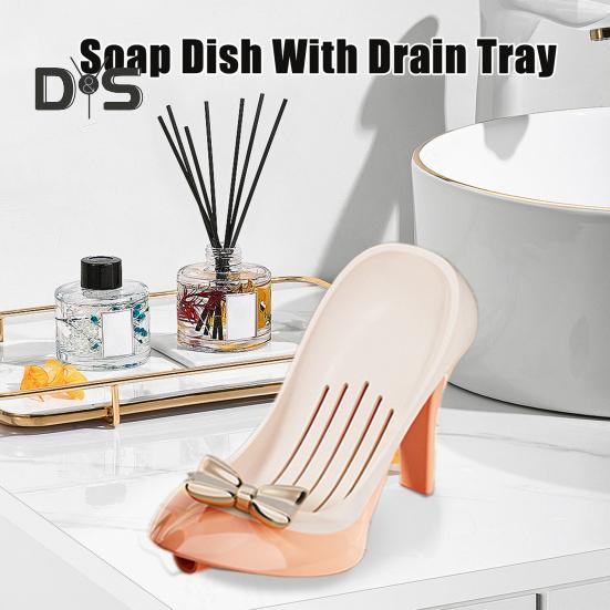 Shower Soap Holder with Suction Cup Drain Tray High Stability Creative High Heel Shaped Storage Plate Soap Dish