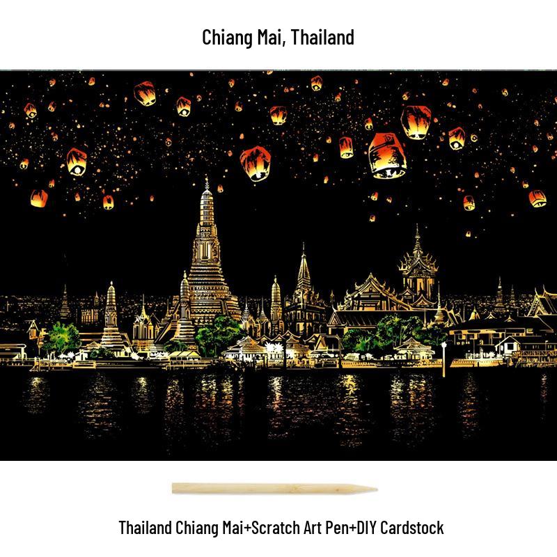 City Night View Scratch Art – DIY Kreatives Handgemachtes Malen Geschenk für Beste Freundin